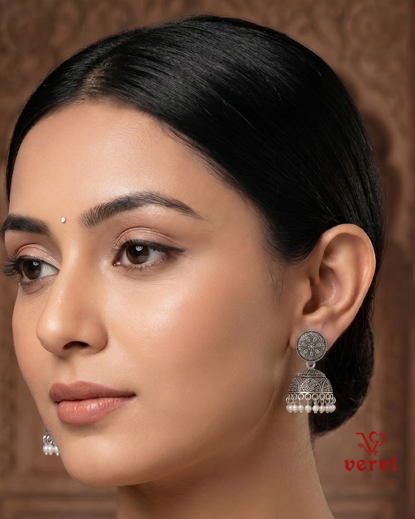 Oxidized Floral Disc Jhumka