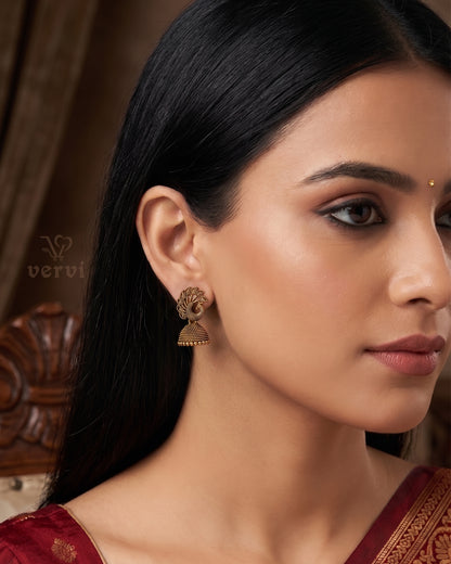 Peacock Antique Feather Jhumka