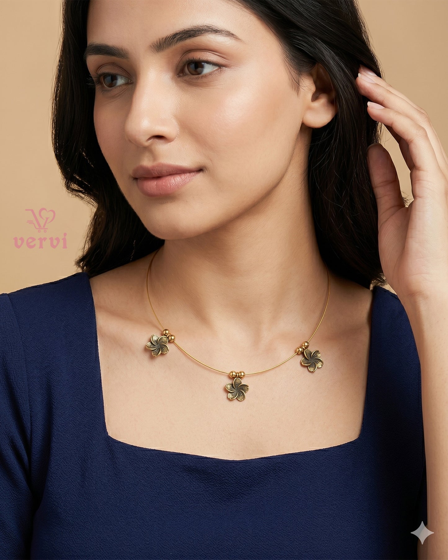 Antique Floral Invisible Necklace