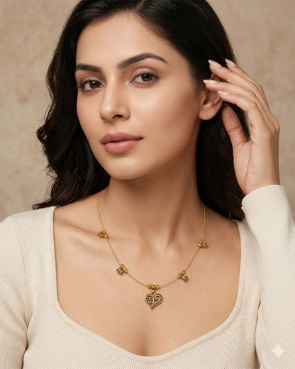 Antique Floral Heart Invisible Necklace