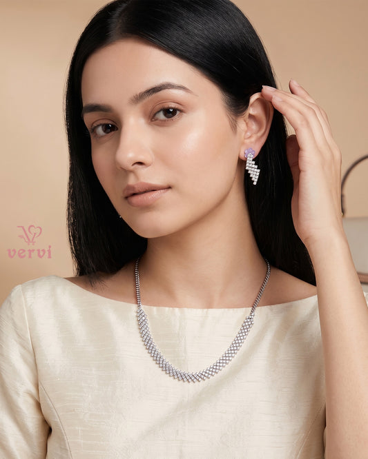 Silver Stone Necklace Set