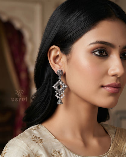 Oxidized Vintage Diamond Bell Jhumka