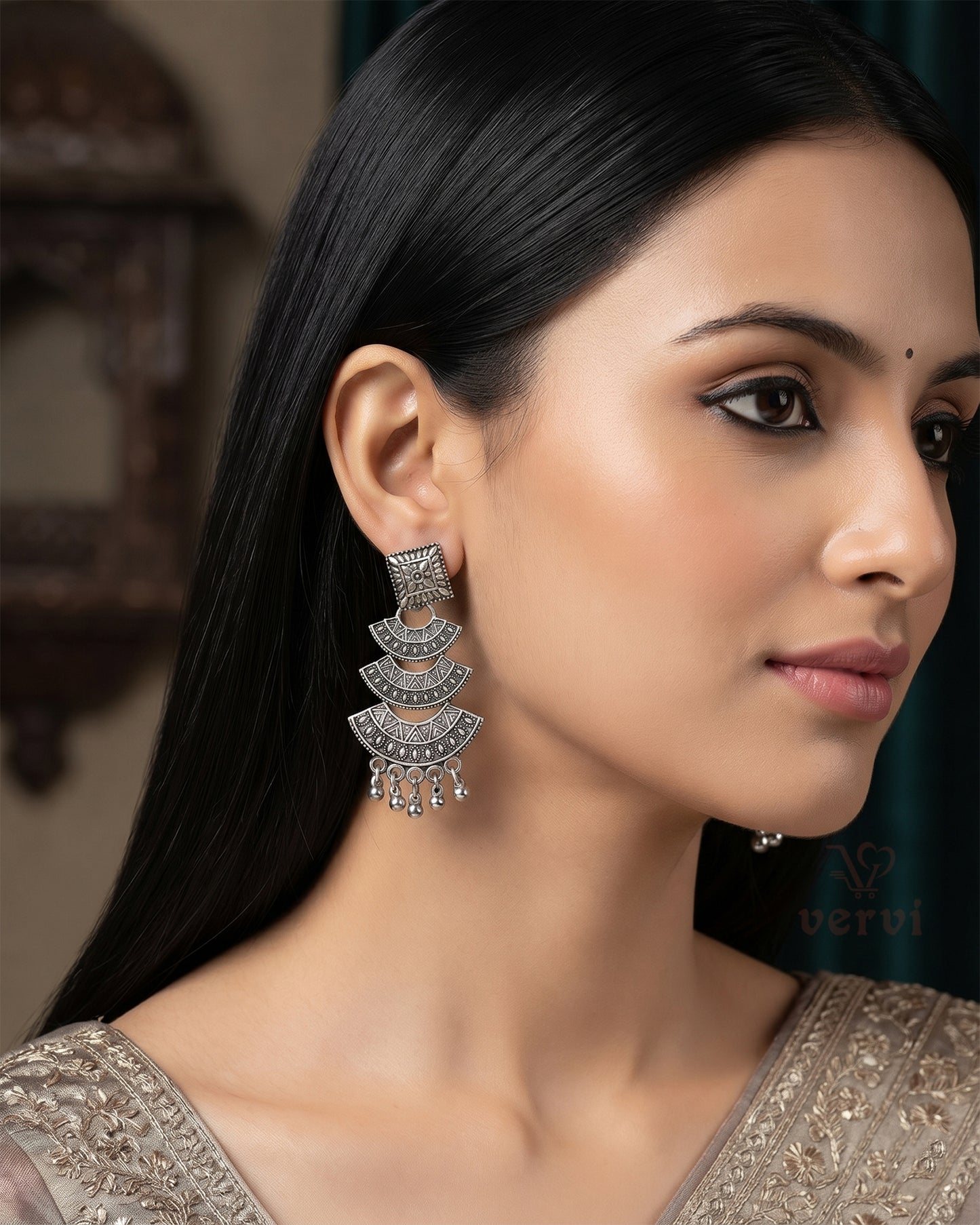 Oxidized Triple Arc Layered Jhumka