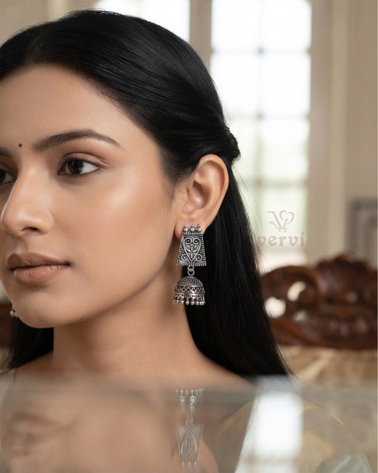 Royal Floral Oxidized Jhumkas