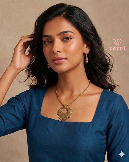 Gold Antique Pendant chain and Beads Earring