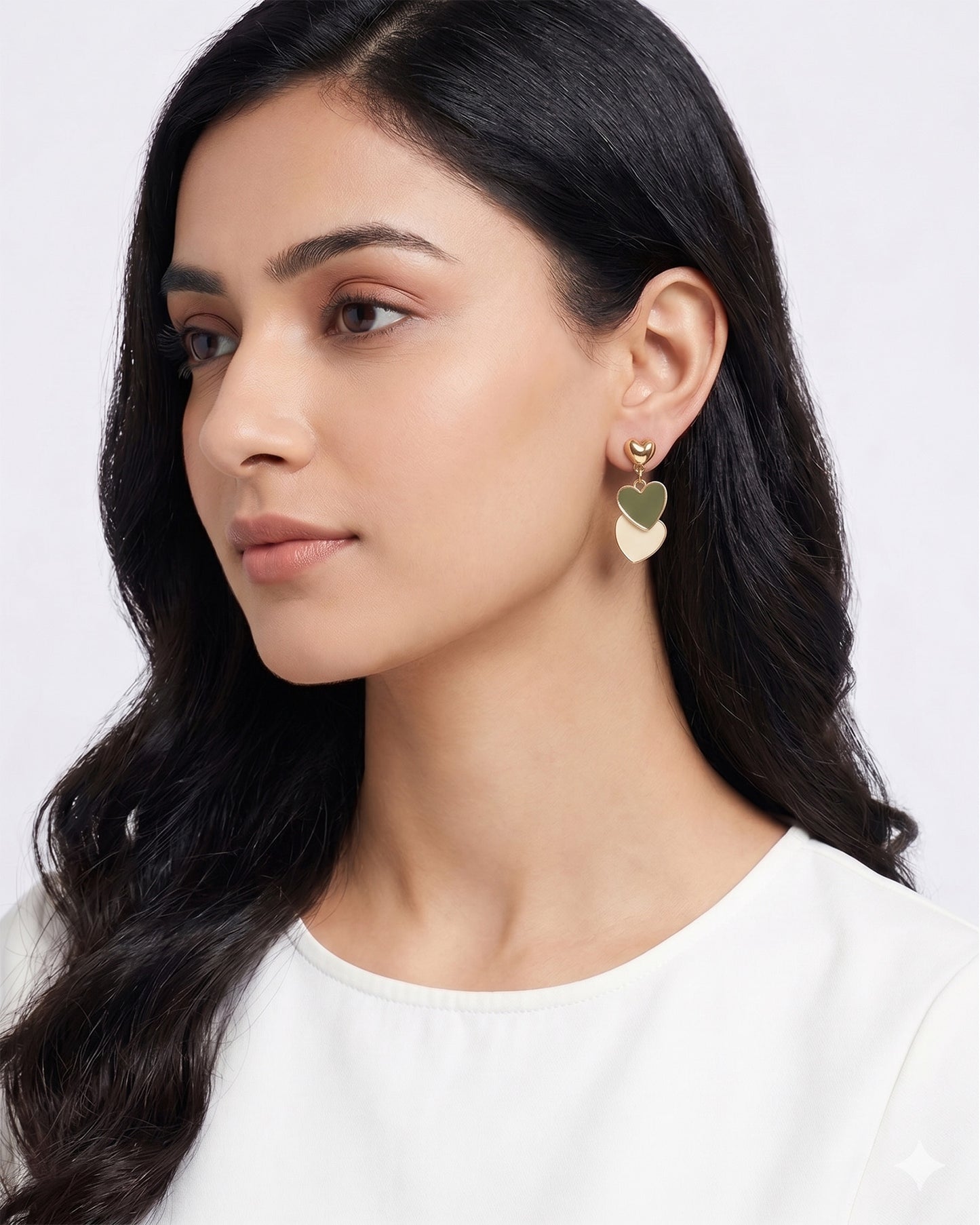 Korean Twin Heart Earring