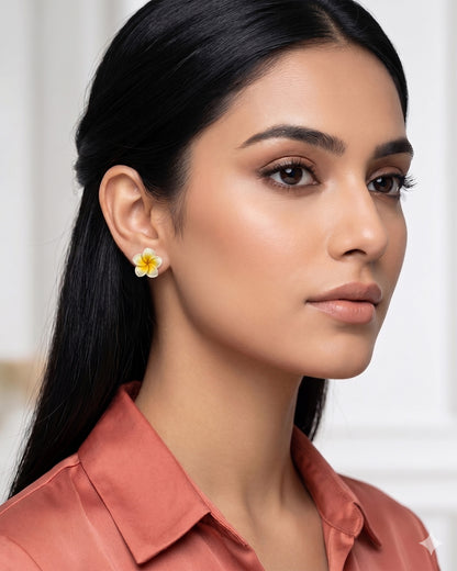 Floral Yellow white earring