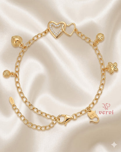Twin Hearts with Beads Bracelet