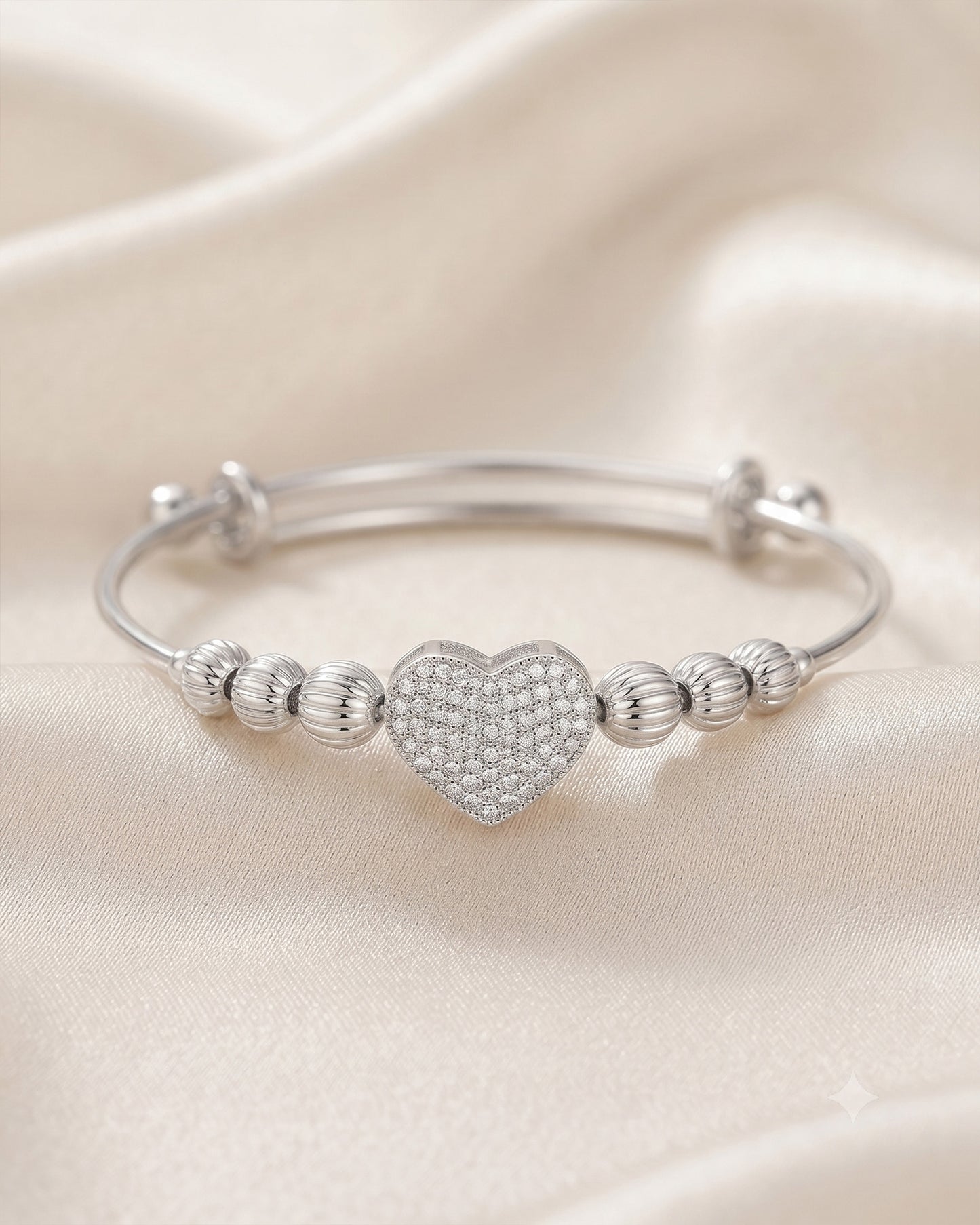 Silver heart Stone with bells Bracelet