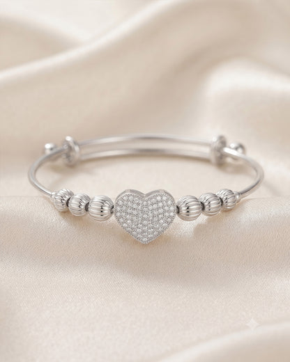 Silver heart Stone with bells Bracelet