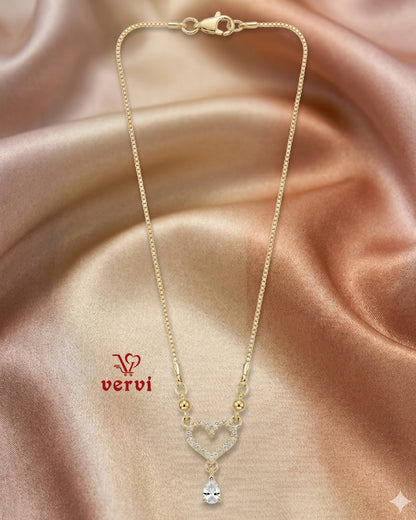Love Drop Stoned Pendant Chain