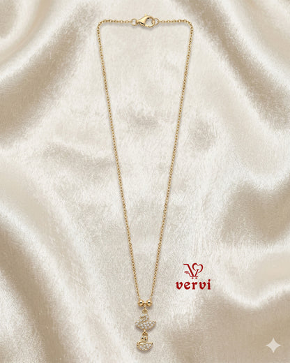 Twin Swan Drop Pendant Chain