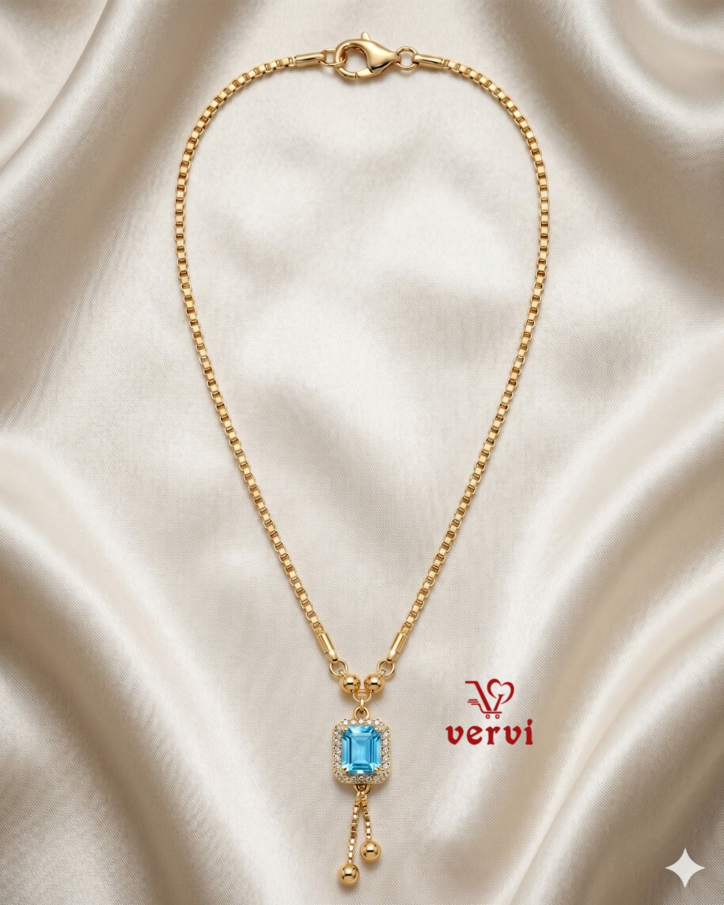 Ocean Crystal Cut Pendant Chain