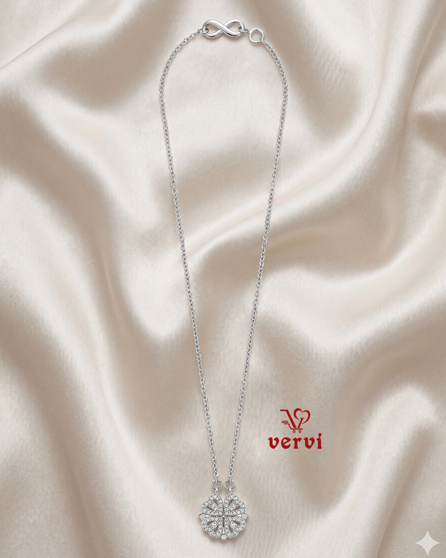 Floral Heart Open Close Pendant Chain