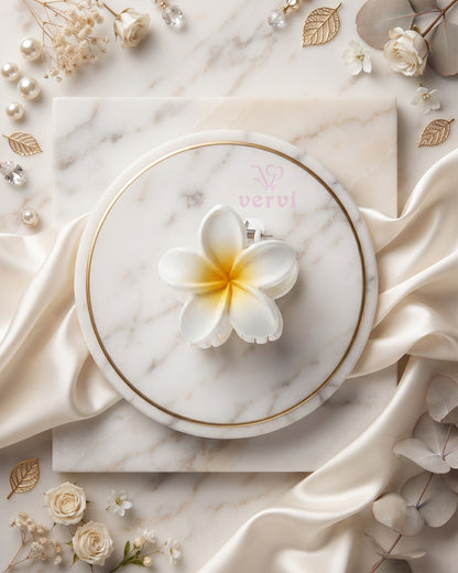 White Blossom Hair Claw Clip