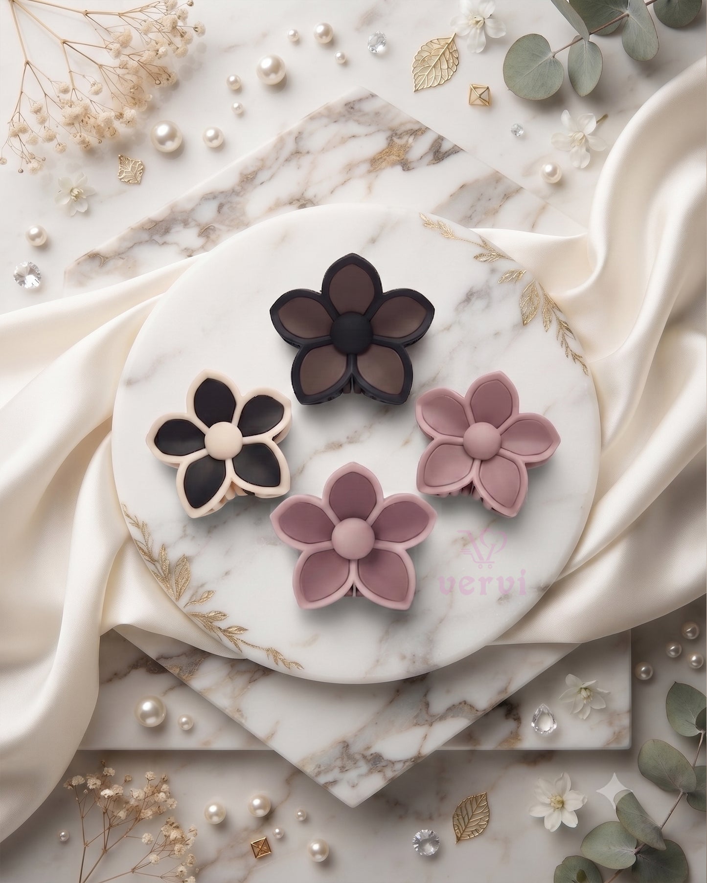 Korean Flower Hair Claw Clip Set 1 (Pack of 4)
