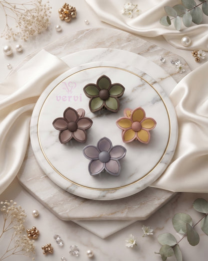 Korean Flower Hair Claw Clip Set 3 (Pack of 4)