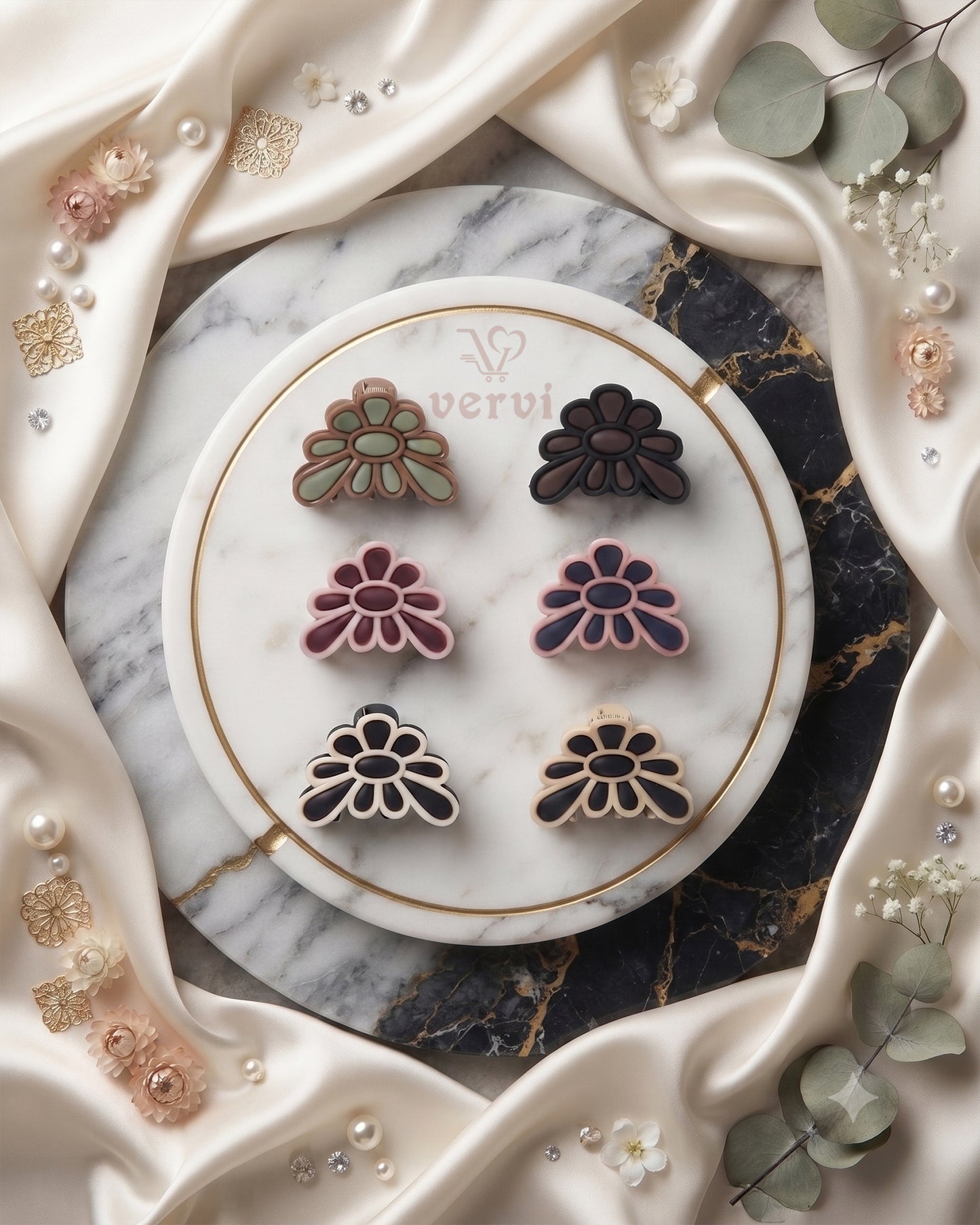 Matte Daisy Flower Hair Claw Clip Set 1 (Pack of 6)