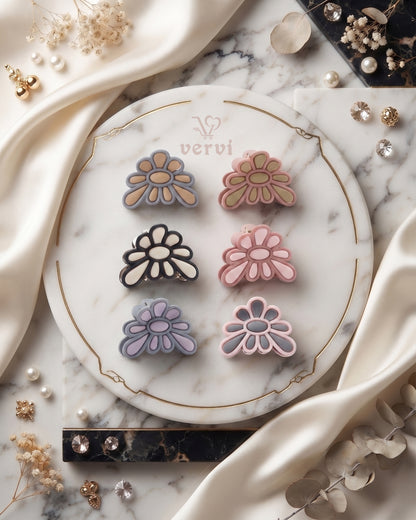 Matte Daisy Flower Hair Claw Clip Set 2 (Pack of 6)