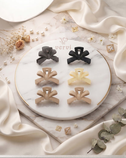 Korean Bow Hair Claw Clip (Pack of 6)
