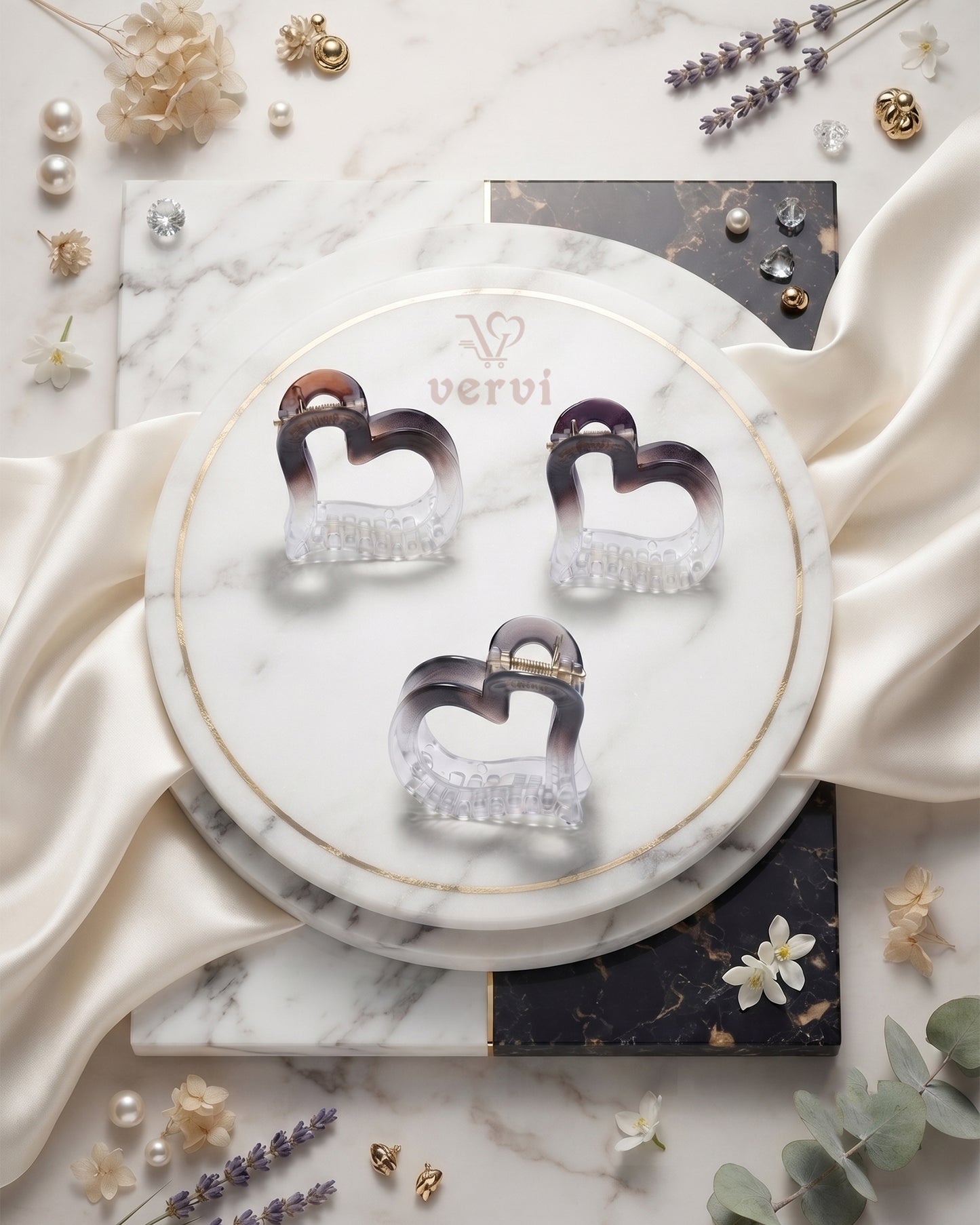 Gradient Heart Hair Claw Clip Set 1 (Pack of 3)
