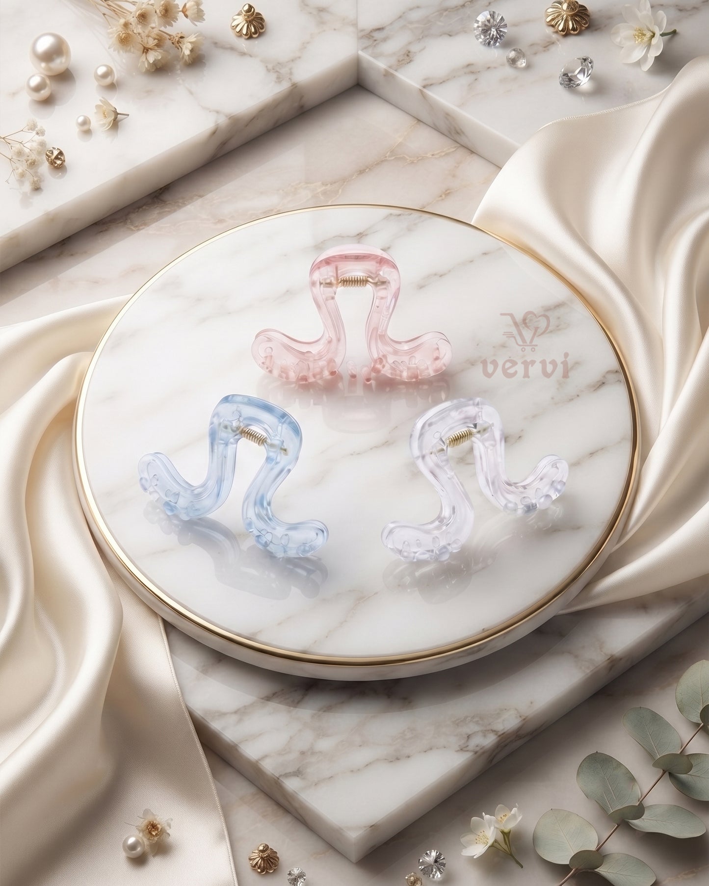 Transparent Wavy Hair Claw Clip Set 1 (Pack of 3)