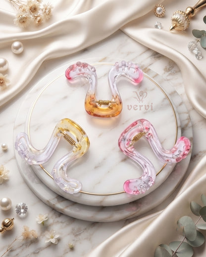 Transparent Wavy Hair Claw Clip Set 2 (Pack of 3)