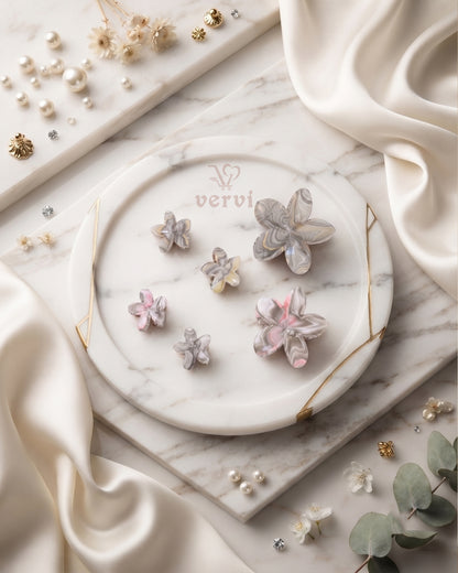Marble Flower Hair Claw Clip Set 2 (Pack of 6)
