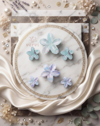 Marble Flower Hair Claw Clip Set 6 (Pack of 6)