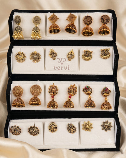 Jhumka Combo Earrings Box Combo 1 - Antique Gold