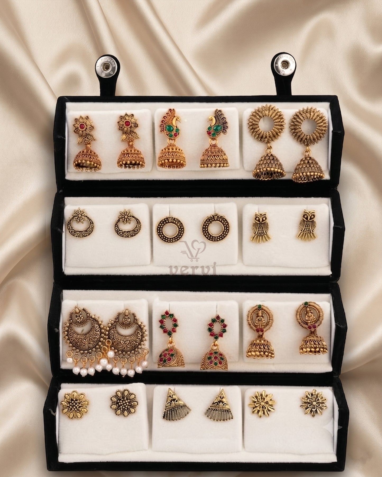 Jhumka Combo Earrings Box Combo 3 - Antique Gold