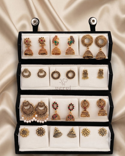 Jhumka Combo Earrings Box Combo 3 - Antique Gold