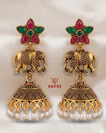 Antique Elephant Temple Jhumka