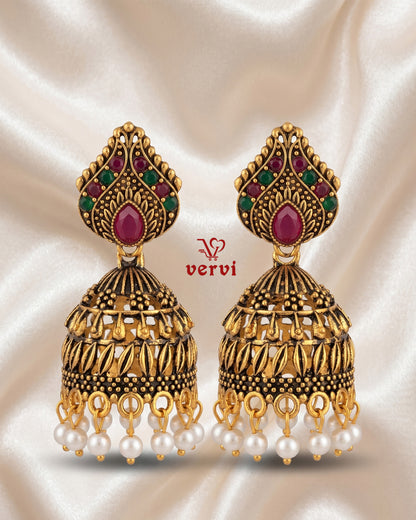Antique Gold Heavy Jhumka
