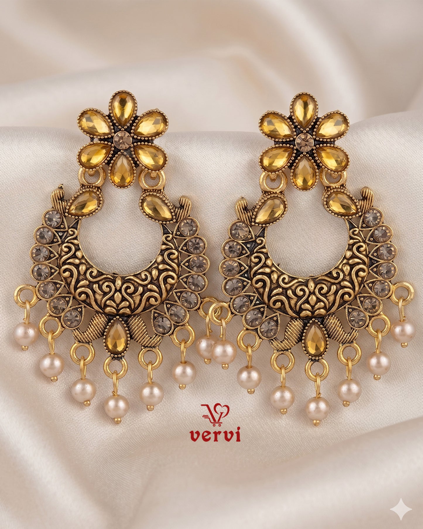 Stone Studded Crescent Jhumka
