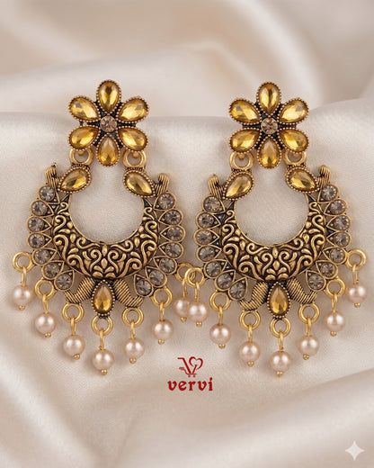 Stone Studded Crescent Jhumka