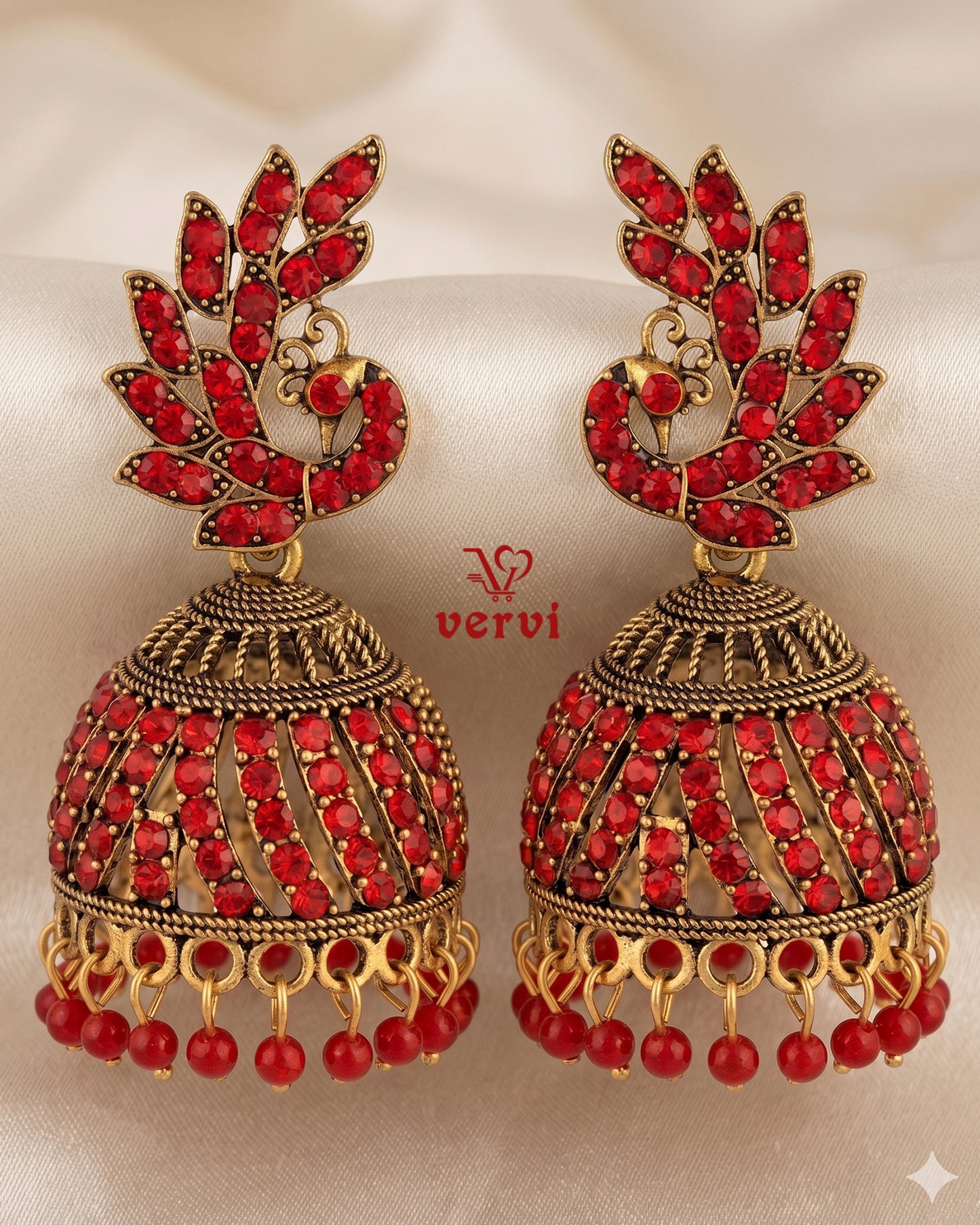 Peacock Stoned Jhumka
