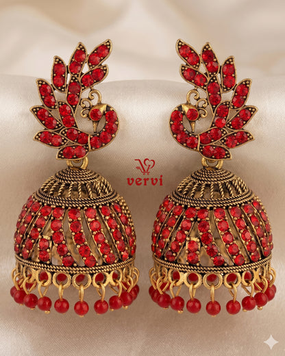 Peacock Stoned Jhumka