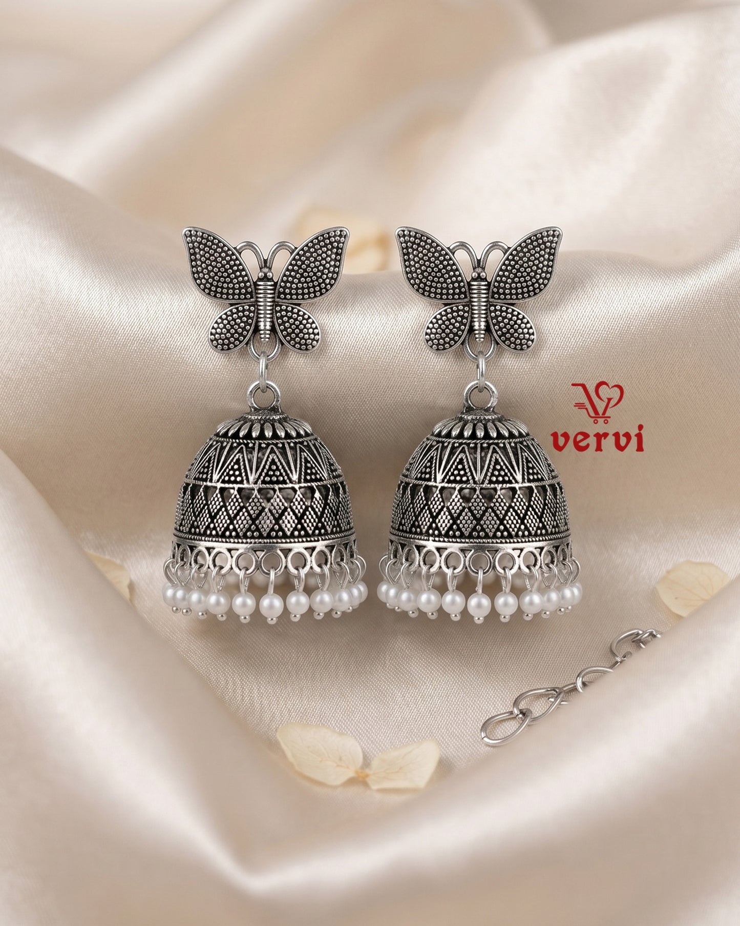 Oxidized Butterfly Drop Jhumka