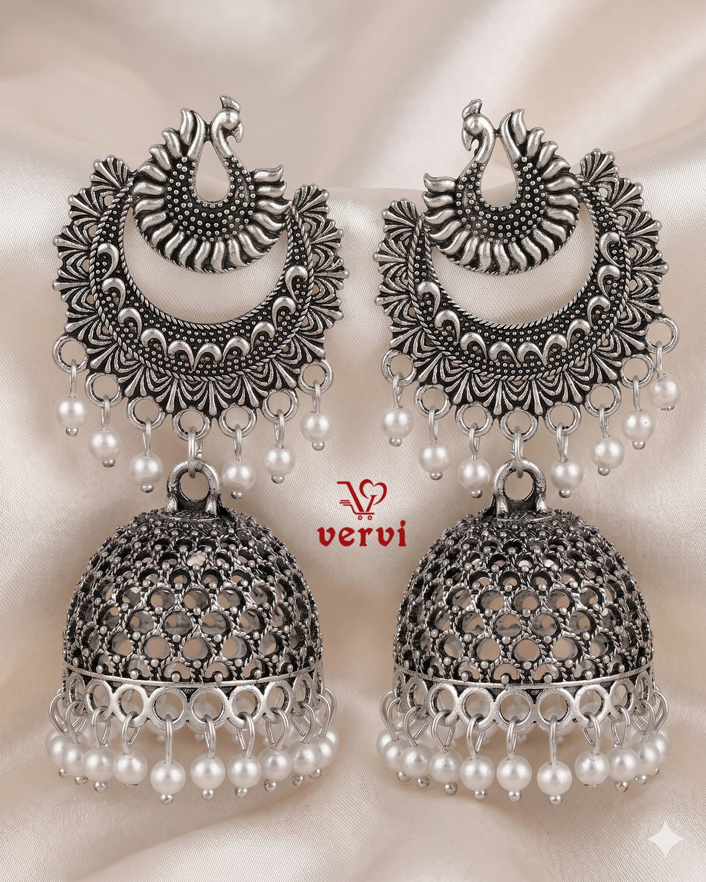 Oxidized Floral Mandala Jhumka