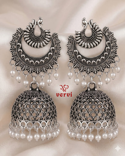 Oxidized Floral Mandala Jhumka