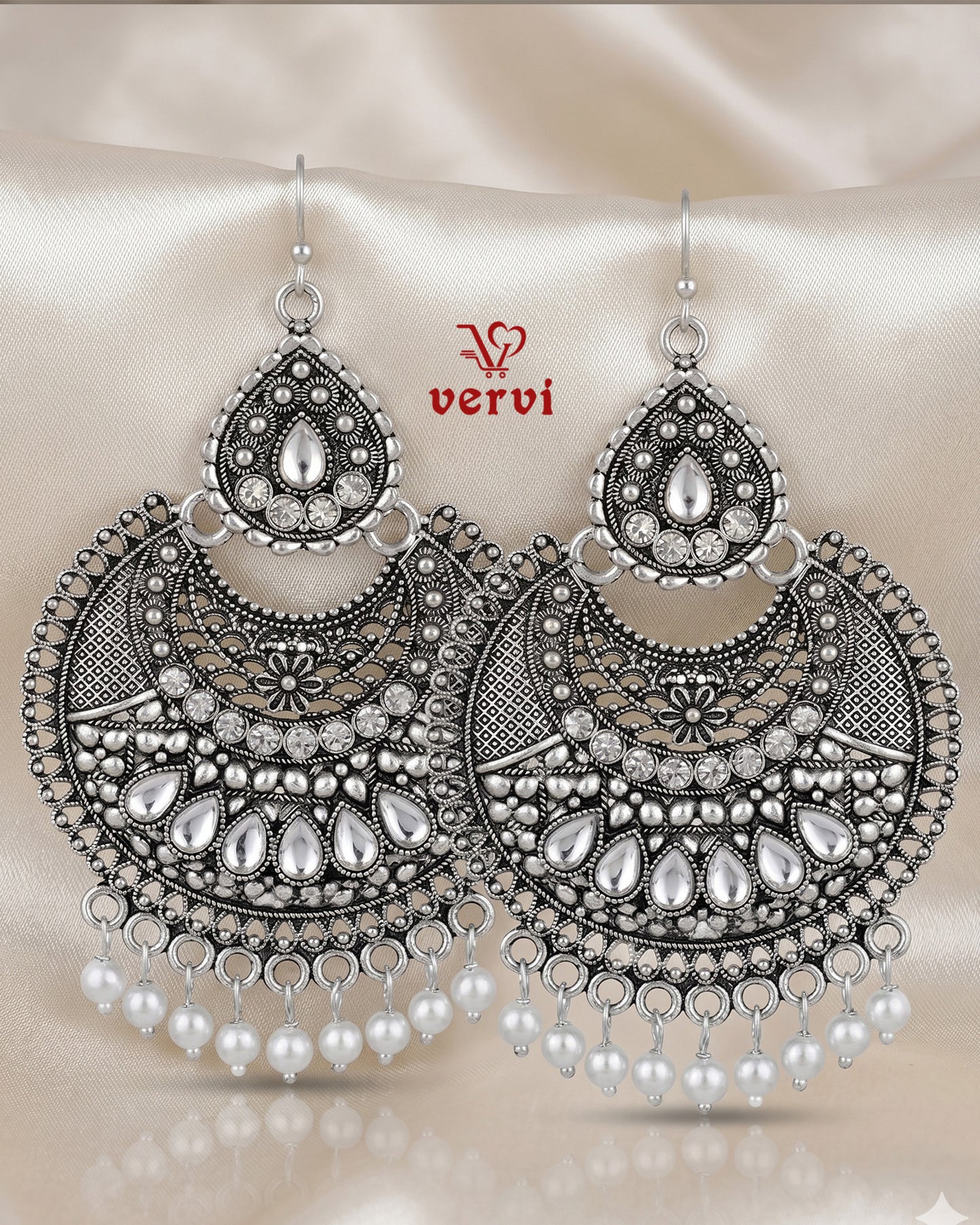 Oxidized Crescent Jhumka