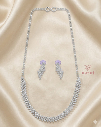 Silver Stone Necklace Set
