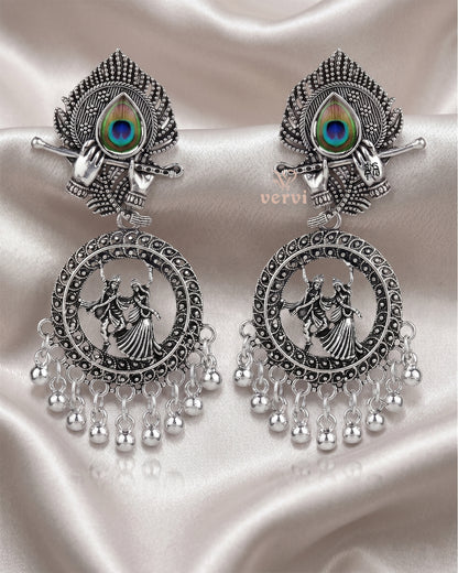 Oxidized Radha Krishna dancing Jhumka