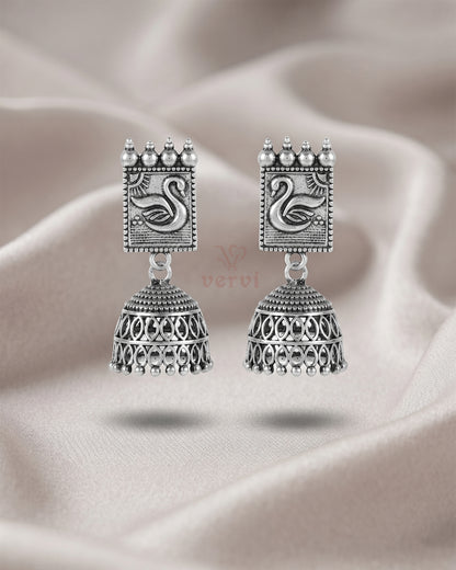 Oxidized Swan Jhumka