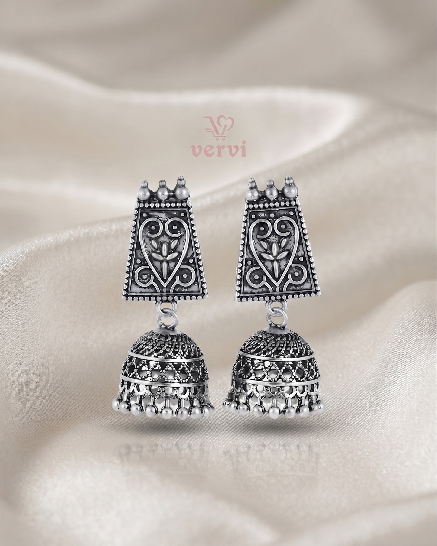 Royal Floral Oxidized Jhumkas