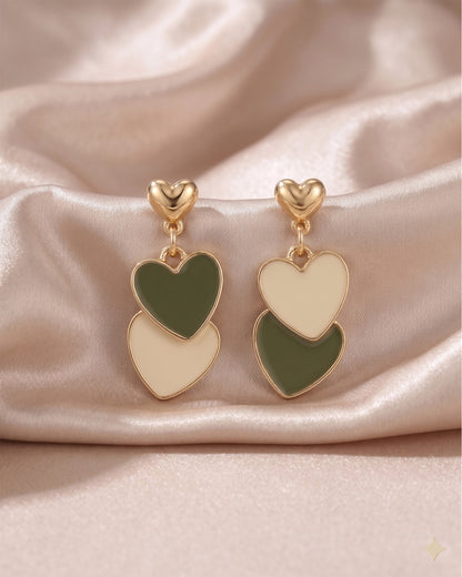 Korean Twin Heart Earring