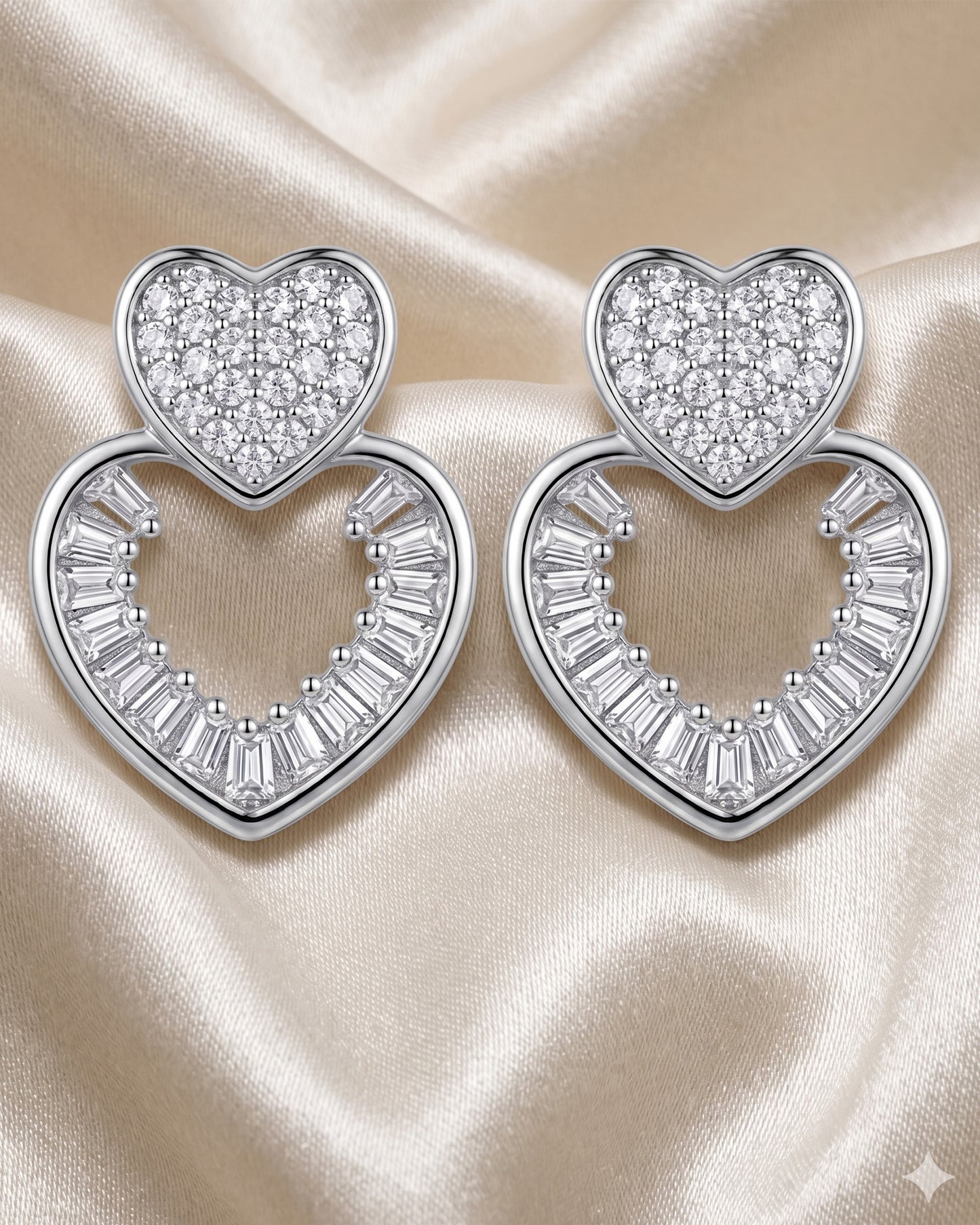 Silver Stone heart Studs