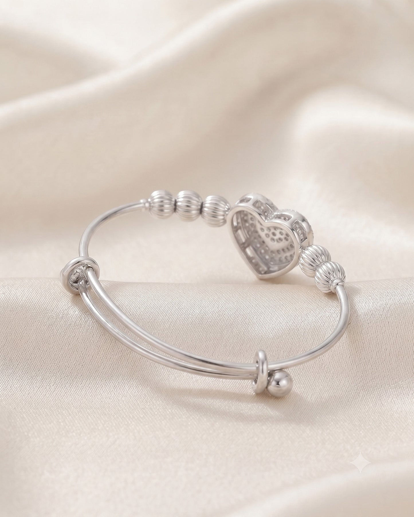 Silver heart Stone with bells Bracelet