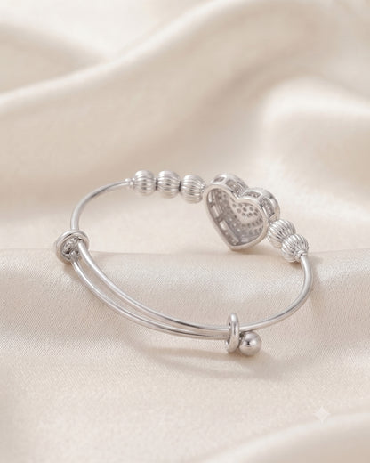 Silver heart Stone with bells Bracelet